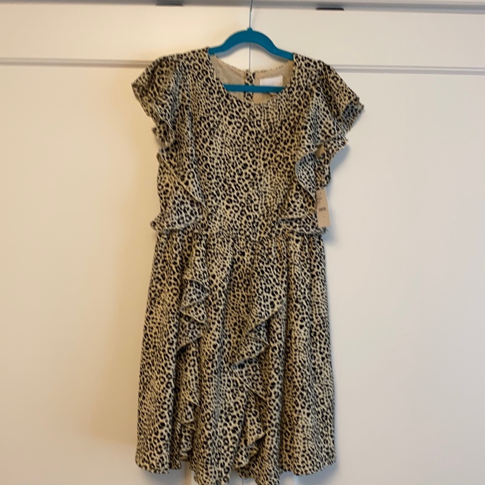 Girls BCBG ruffle leopard print dress